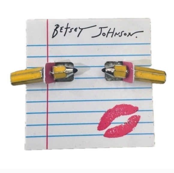✏️🔹️Betsey Johnson🔹️ Pencil Front Back Stud Earrings✨️✏️ - Picture 4 of 6